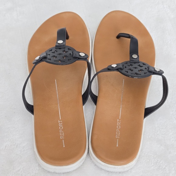 Report Jocelyn Black Thong Sandals Minimalist Resort Beach Summer‎ Vacation Sz 8 - Picture 5 of 7